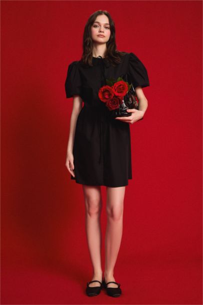 Crew Neck Poplin Mini Dress