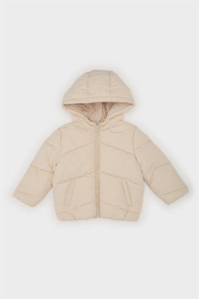 Rüzgar Geçirmez Su Geçirmez Kapüşonlu Fermuarlı Cepli Şişme Mont Kız Bebek