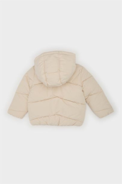 Rüzgar Geçirmez Su Geçirmez Kapüşonlu Fermuarlı Cepli Şişme Mont Kız Bebek