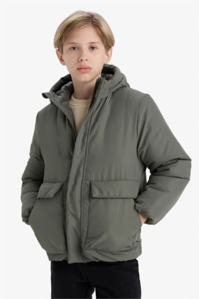 Boy Waterproof Hooded Zippered Puffer Jacket