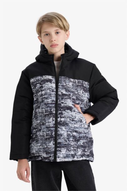 Boy Hooded Water Repellent Puffer Jacket