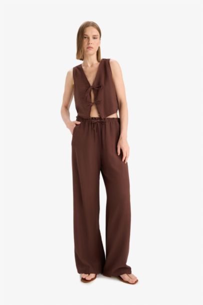 Double Pocket High Waist Wide Leg Trousers