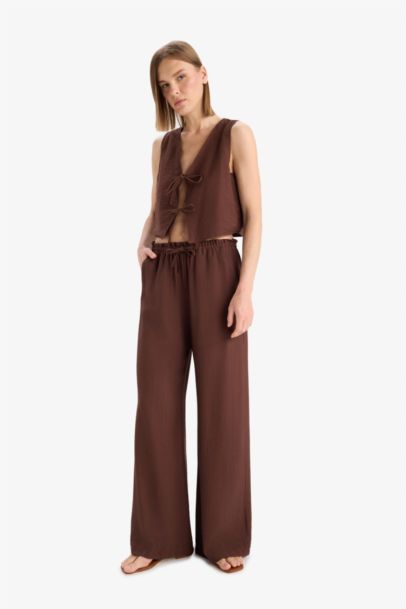 Double Pocket High Waist Wide Leg Trousers