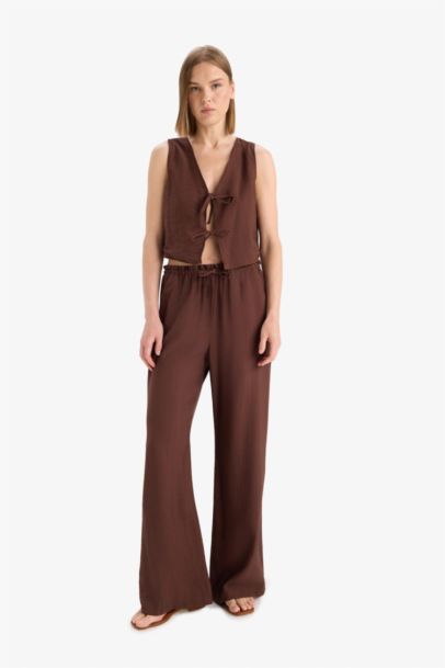 Double Pocket High Waist Wide Leg Trousers