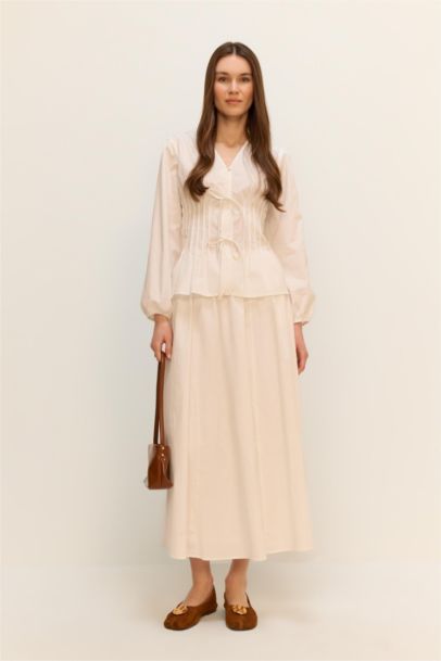 تنورة طويلة بوبلين بقصة A