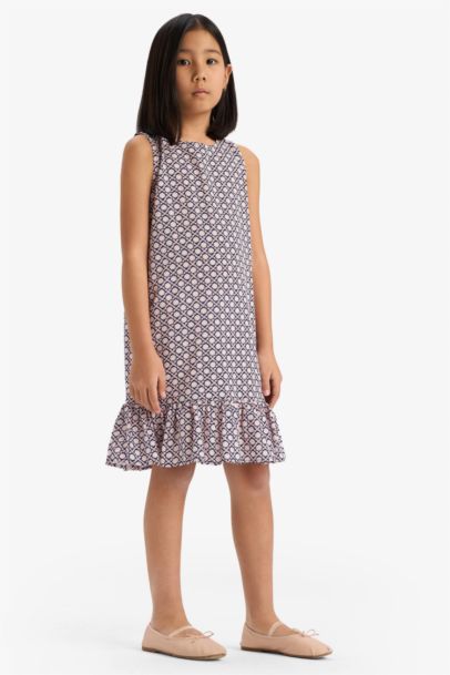 Girl Patterned Viscose Sleeveless Dress