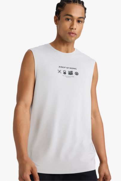 Boxy Fit Hızlı Kuruyan Nefes Alabilen Esnek Kumaş Baskılı Bisiklet Yaka Sporcu Atlet