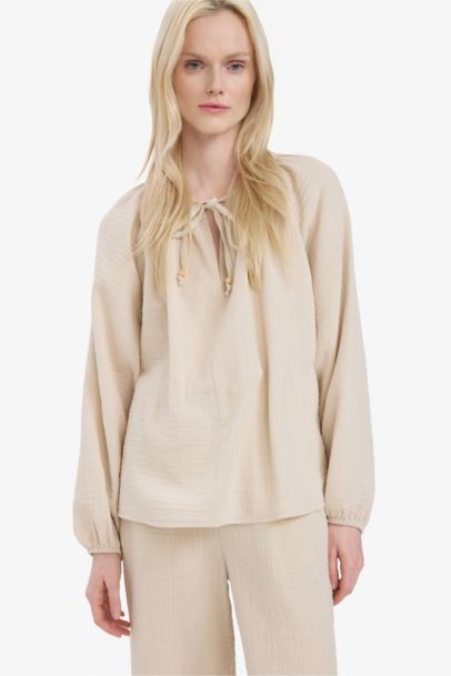 Oversize Fit Crew Neck Long Sleeve Blouse