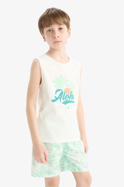 2'li Takım Baskılı Atlet Deniz Şortu Erkek Çocuk