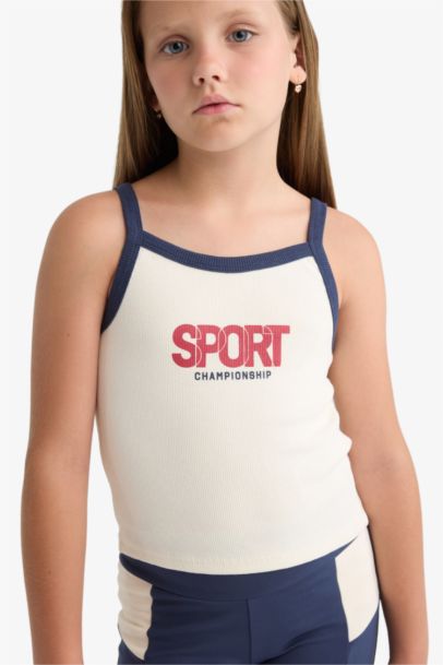 كروب توب بناتي مطبوع وياقة مستديرة