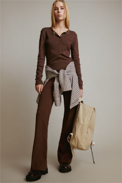 Fitted Ribbed Long Sleeve T-Shirt