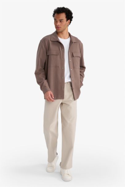 قميص تويل ردن طويل قصة عادية