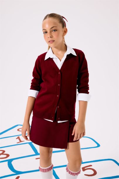 Girl Standard Fit V-Neck Cardigan