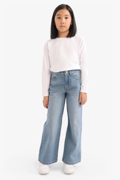 Wide Leg Denim Trousers