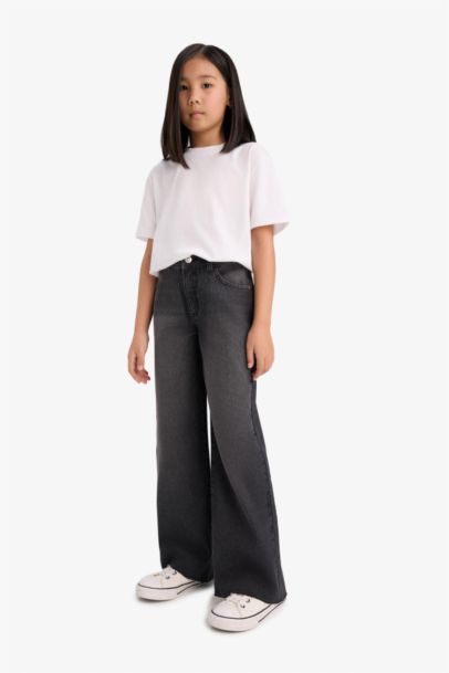 Wide Leg Denim Trousers