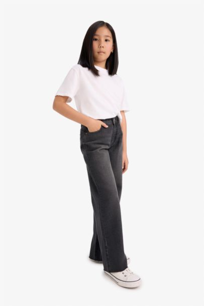 Wide Leg Denim Trousers