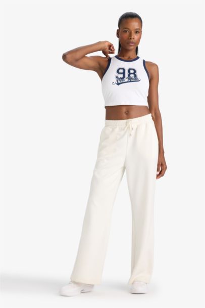 DeFactoFit Slogan Printed Sports Crop Top