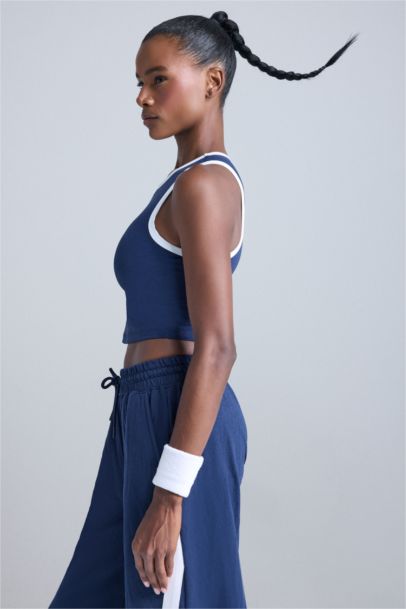 Crop Bisiklet Yaka Sporcu Atlet