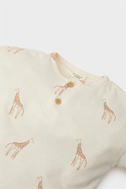 طقم بيبي اولادي بنطلون وبلوزة بياقة مستديرة - قطعتين