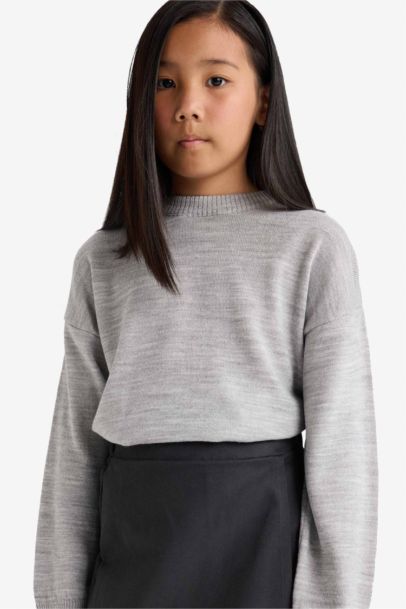 Girl Oversize Fit Crew Neck Knit Pullover