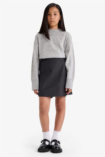 Girl Oversize Fit Crew Neck Knit Pullover