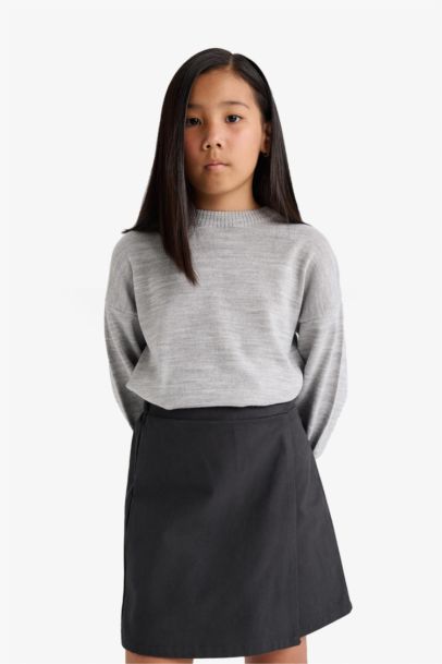 Girl Oversize Fit Crew Neck Knit Pullover