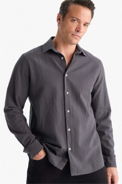 Chemise en coton à manches longues Coupe régulière