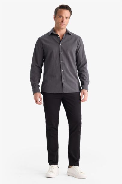 Chemise en coton à manches longues Coupe régulière