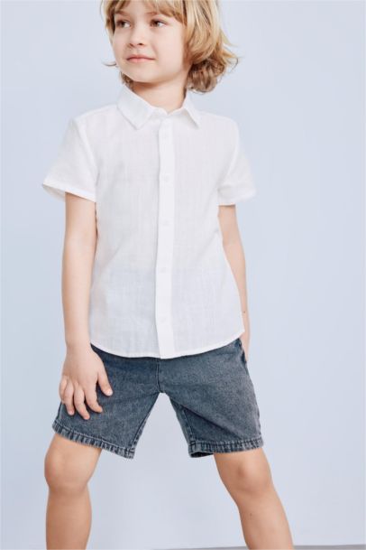 Baby Boy Flam Poplin Short Sleeve Shirt