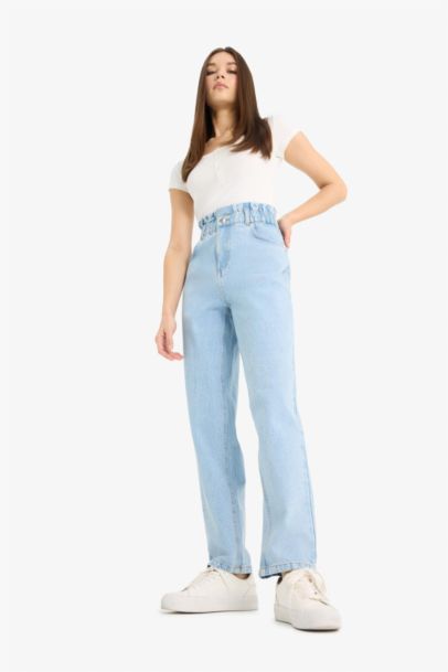 بنطرون جينز بيبرباج برجل عادي وخصر عالي