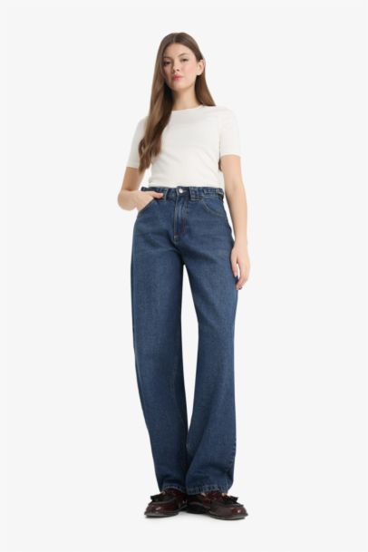 Carpenter Fit High Waist Straight Leg Jeans