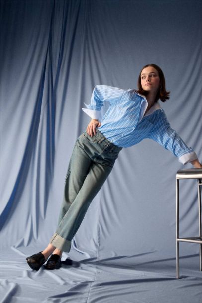 Baggy Fit High Waist Straight Leg Jeans