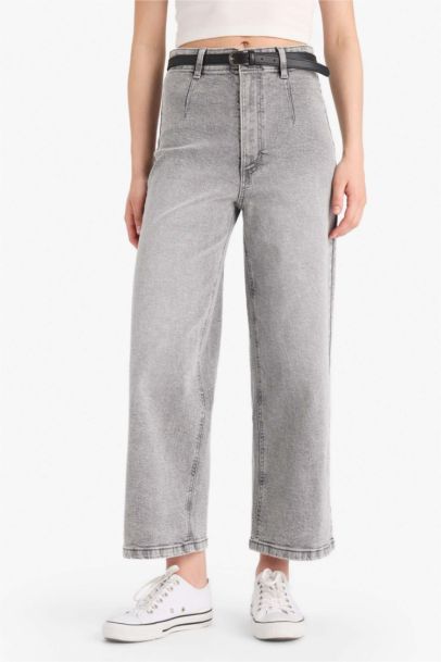 Culotte High Waist Straight Leg Jeans