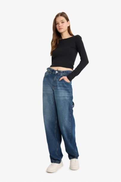 Fitted Crew Neck Ribbed T-Shirt