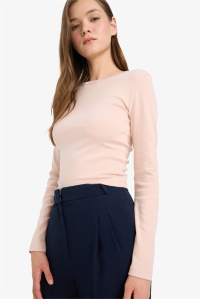 Fitted Crew Neck Ribbed T-Shirt