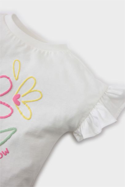 T-shirt imprimé fleurs à col rond pour bébé fille
