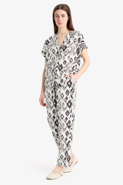 Pantalon large taille haute Coupe carotte