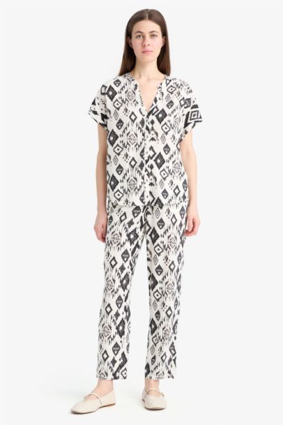 Pantalon large taille haute Coupe carotte