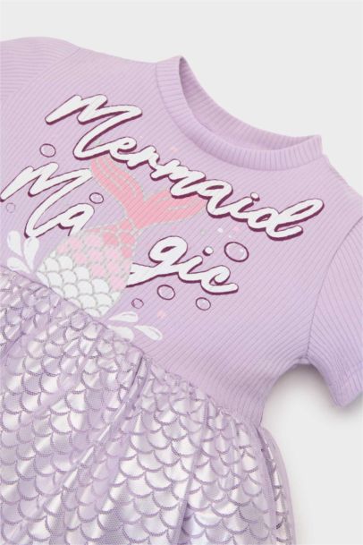 فستان تول بيبي بناتي قصة عادية نص كم مطبوع