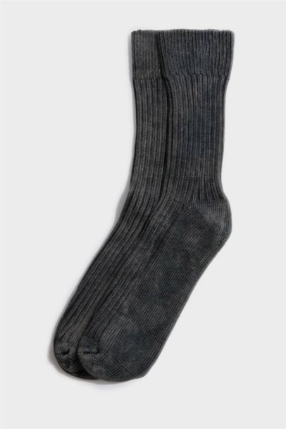 Erkek Dikişsiz Yıkamalı Eskitmeli Görünümlü Penye Pamuklu Premium Uzun Çorap