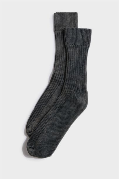 Erkek Dikişsiz Yıkamalı Eskitmeli Görünümlü Penye Pamuklu Premium Uzun Çorap