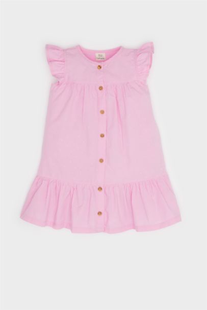 فستان بيبي بناتي كت قصة عادية ورقبة مستديرة