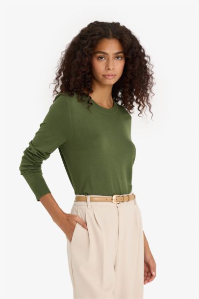 Regular Fit Crew Neck Knit Pullover