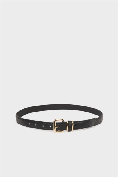 Woman Faux Leather Denim Belt