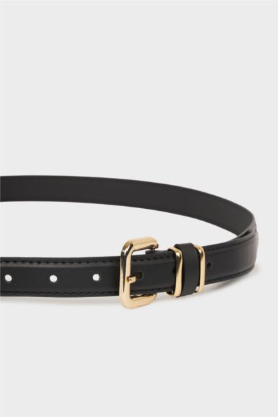 Woman Faux Leather Denim Belt