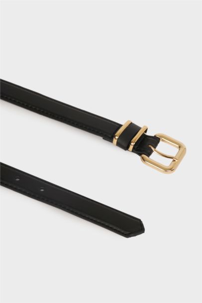 Woman Faux Leather Denim Belt