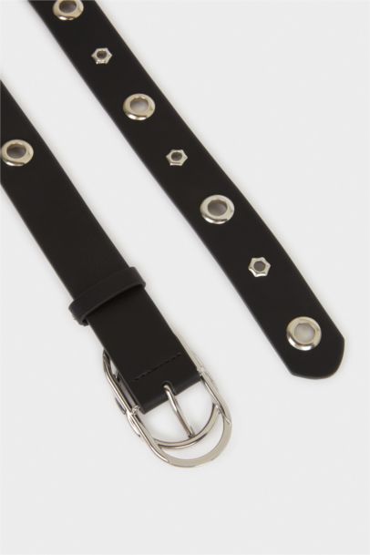 Woman Faux Leather Denim Belt