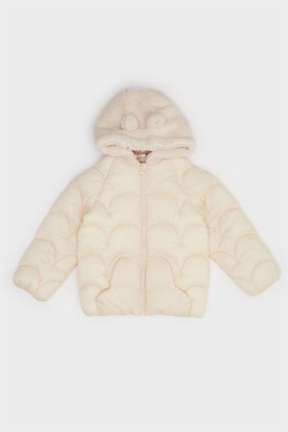 Rüzgar Geçirmez Su Geçirmez Kapüşonlu Kapitoneli Fermuarlı Mont Kız Bebek