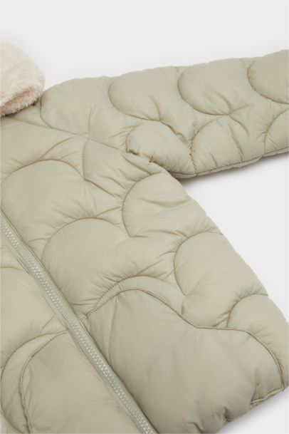 Kız Bebek Rüzgar Geçirmez Su Geçirmez Kapüşonlu Fermuarlı Mont