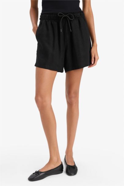 Шорты Из Смеси Льна с Высокой Талией